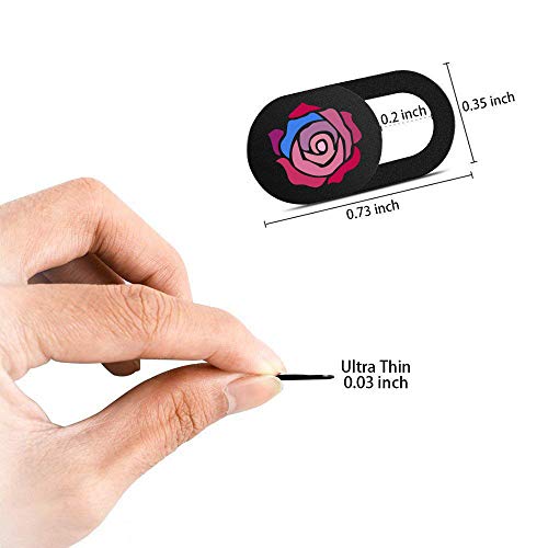 Webcam Cover Slide Ultra Thin Laptop Camera Privacy Protect Rose | 3 Pcs Cute Rose, Ultra thin camera cover fit for Cell phone desktop tablet PC, front camera blocks webcam to protect privacy - color: Rose