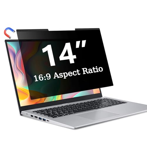Magnetic Laptop Privacy Screen 14 Inch 16:9, Removable Privacy Filter | Compatible with Samsung HP Dell Asus Acer Sony Lenovo LG Thinkpad Toshiba, Anti Spy, Anti Glare, Blue Ray Reduction - size: 14 in 16:9 privacy screen