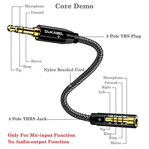 TRRS to TRS Adaptor, Microphone Adapter for Camera - 30CM | TRRS Female to TRS Male, for Camera, PC, TRRS Lav Microphones, ONLY for Microphone input, Not for Audio output - size: TRRS Female to TRS Male