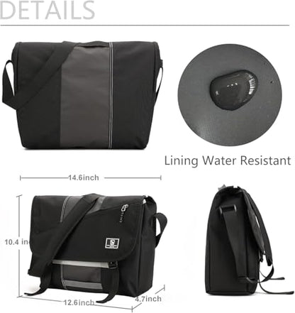 OIWAS 14" Laptop Messenger Bag for Men, Laptop Satchel Crossbody Bag, Black | Water-repellent polyester; thick padded laptop compartment; large capacity crossbody shoulder bag for work, travel & daily - color: 14 Inch-black