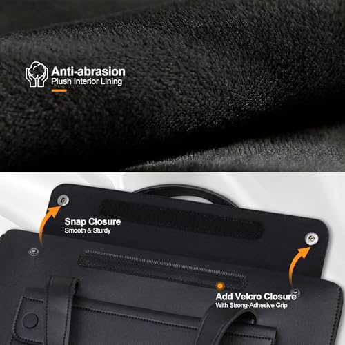 Lacdo 14 Inch Laptop Sleeve Case Bag for HP 14" Laptop, Lenovo Dell ASUS Acer Chromebook 14, HP Stream 14, Dell Latitude 14, ASUS Vivobook 14, Leather Computer Bag with 3 Compartments & Handle, Black - size: 14 Inch