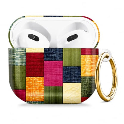 Compatible with AirPod 4 Case 2024, Cute Hard Plastic Protective Cover for Airpod 4th Generation Women, Shockproof Shell Skin with Gold Ring Keychain,Colorful Geometric - color: Colorful Geometric