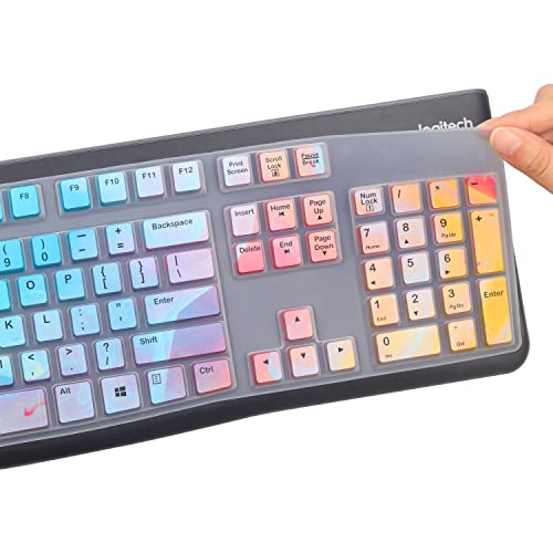 Silicone Keyboard Cover for Logitech K120 & MK120 Ergonomic Desktop USB Wired Keyboard, Logitech K120 & MK120 Keyboard Protective Skin US Layout (NOT Fit Other Model)-Colorful - color: Colorful