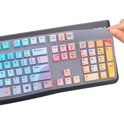 Silicone Keyboard Cover for Logitech K120 & MK120 Ergonomic Desktop USB Wired Keyboard, Logitech K120 & MK120 Keyboard Protective Skin US Layout (NOT Fit Other Model)-Colorful - color: Colorful