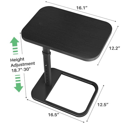Kitstorack Upgraded TV Tray Table with Panel Lock, Adjustable Height & 90° Flip-Over Design, Sofa Arm End Side Table for Eating, Dinner, Snack, Laptop, Couch, Bed, Chair or Small Spaces, Black - color: Black, style: Auto-locking