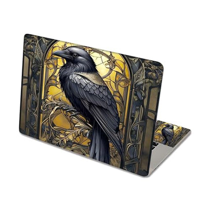 Aesthetic Laptop Skin Sticker, Ornate Raven in Golden Frame Waterproof Vinyl Laptop Decal, Removable Bubble Free, Reusable Protective Cover for 13 14 15 15.6 Inch - color: Ornate Raven in Golden Frame