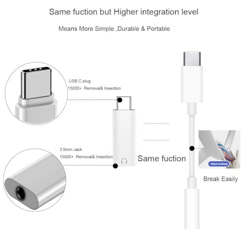 FRIGRAF 1PACK USB C to 3.5mm Audio Adapter, Type C to Headphone Jack Dongle | USB C to Aux Cable Adapter Compatible with iPhone 17 16 15, Samsung Galaxy S26 S24 Pixel, iPad Pro, MacBook - size: 1-Pack