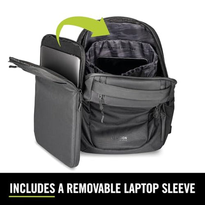 Kenneth Cole REACTION Parker Polyester Abrasion-Resistant Travel 17" Laptop Backpack with Removable Laptop Sleeve, Black - size: 17"