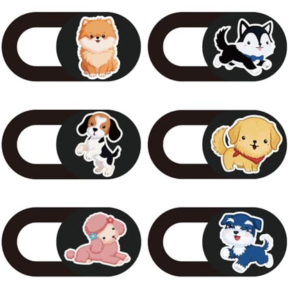 6Pcs 6 Styles Dog Camera Cover Slide Cute Privacy Guard Accessories, 0.04 Inch Ultra Thin Webcam Cover Protector Blocker Sticker for Desktop Computer Tablet Notebook Mini PC Home Office Use - color: Dog