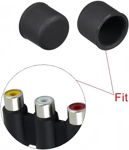20Pcs Silicone RCA Port Anti-Dust Stopper Cap Cover for Desktops Amplifiers DVDs TVs etc. Lotus Female Ports, Dustproof Cover Cap Plug Protector Black - size: RCA