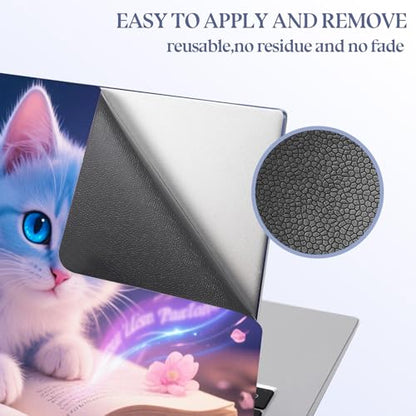 Universal Laptop Skin Sticker Decal,15.6 Inch Laptop Vinyl Cover for 13" 14" 15.6" Laptop,Scratch-Resistant Waterproof Protector Wrap,Reusable with Wrist Pads,Magical Blue Cat - color: Magical Blue Cat