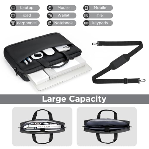 14 15 inch Laptop Carrying Shoulder Bag Waterproof Briefcase Compatible with MacBook Acer ASUS HP Surface Dell Chromebook, Black - color: Black, size: 14"-15"