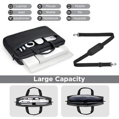 14 15 inch Laptop Carrying Shoulder Bag Waterproof Briefcase Compatible with MacBook Acer ASUS HP Surface Dell Chromebook, Black - color: Black, size: 14"-15"