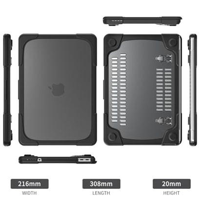 Batianda Heavy Duty Case for MacBook Neo 13 Inch 2026, Black | Fits Model A3404 A18 Pro Chip, Ergonomic Foldable Stand Holds 22lbs, TPU Bumper, Matte Translucent Shockproof Hard Shell - color: Black