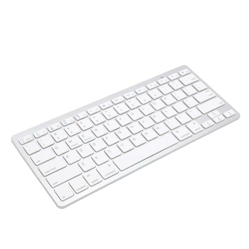 Zunate Bluetooth Keyboard - 78 Key Ultra Slim Compact Design, Ergonomic Wireless External Keyboard with Silent Typing and Portable USB Connectivity (Silver)