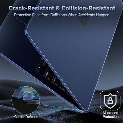 MOSISO Compatible with MacBook Air 13 inch Case M5 2026 M4 M3 M2 2025-2022 A3449 A3240 A3113 A2681, Seamlessly Closes Anti-Crack&Anti-Fingerprints Hard Shell for MacBook Air 13.6 Case, Midnight Clear - color: Midnight Clear
