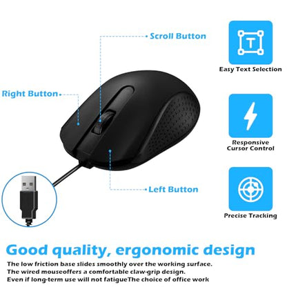 12 Pack Wired Mouse Bulk Computer Mouse Wired with Ergonomic Design Computer Mice Plug and Play USB for Students, Teachers Multi Device Compatibility for Classroom, Home, Office, Remote Work (12)