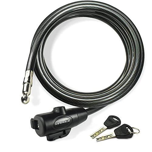 MARQUE Bike Lock with Key – 3/8” (4Ft, 7Ft, 15Ft, 25Ft) Straight Cable Locks with Keys, Anti-Theft Security Cable for Bicycles, Scooters, Kayaks, Paddle Boards, Gates - color: 15 FT