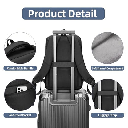 Slim Laptop Backpack for Men 15.6 Inch Lightweght Business Backpack Waterproof Travel Backpack with USB Charger Port Computer Bag College Backpacks Gifts for Men Women - size: Medium
