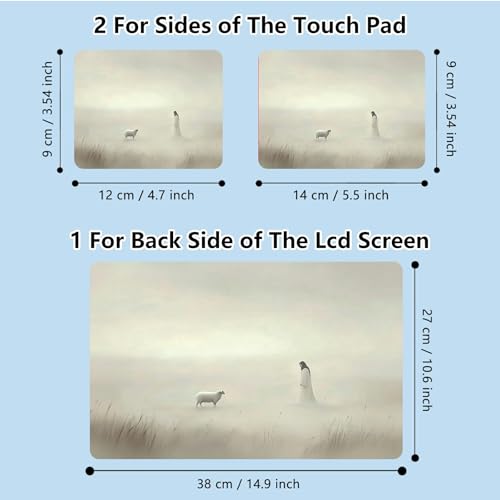 Universal Laptop Skin Sticker with 2 Wrist Pad Skins, Waterproof Scratch Resistant Vinyl Laptop Cover Decal, Cut to Fit for 11–15.6 Inch MacBook HP Dell Lenovo, Mist Jesus Sheep - color: Mist Jesus Sheep