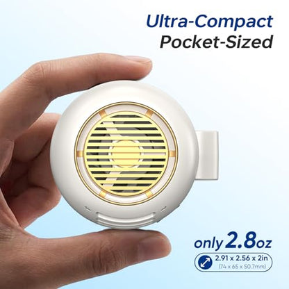 Mini Clip-On Personal Fan, 360° Rotation, LED Speed Display, Quiet Operation, 5 Adjustable Speeds from Gentle Breeze to Strong Airflow, Ultra Light Portable Fan for Stroller Travel Office Gift - color: white