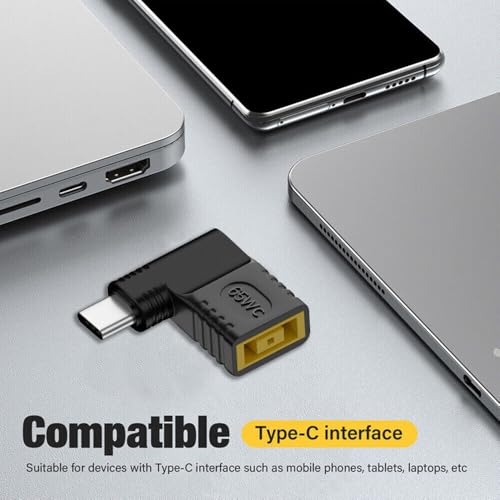 70PCS USB-C to Slim Square Tip DC Converter Adapter, 65W PD Charging for ThinkPad X1 Carbon/T480/Yoga 900