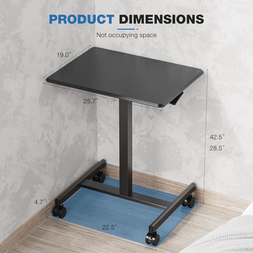 OLIXIS Mobile Rolling Desk with Wheels,Adjustable Laptop Desk, Black | Adjustable Rolling Design Creates a Flexible Workspace for Home Office - color: Black