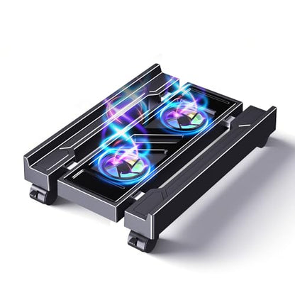Adjustable Computer Tower Stand with Cooler Fan and Light, PC Stand for Floor, Mobile CPU Holder with 4 Caster Wheels Fits Most PC Tower, Under Desk CPU Holder for Office,Gamers and Students - style: With Fan