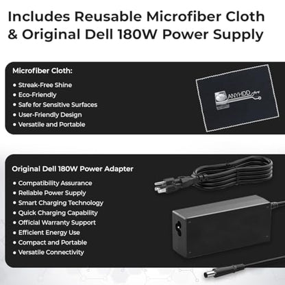 Dell WD19S Docking Station 180W (130W Power Delivery) - Dell Docking Station Dual Monitor, Dock Station with 180W Power Supply + HDMI Cable + DP Cable + USB-C Cable + Microfiber Cloth - style: WD19S 180W Renewed