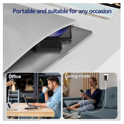 65W Flat USB C Wall Charger,2 Port Ultra-Slim USB C GaN Charger with Foldable Plug for MacBook, iPhone 16/15/14/13/12/11/Pro Max/XS/XR,Galaxy S24/S23/Note20,Includes 2.28ft Fast Charging Cable,Black - color: Black-Cable