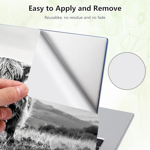 Laptop Skin Sticker Decal, Universal Reusable Vinyl Laptop Cover for 12" 13" 13.3" 14" 15" 15.4" 15.6" Notebook PC, Reusable Waterproof Scratch-Resistant with 2 Wrist Pads,Black White Highland Cow - color: Black White Highland Cow