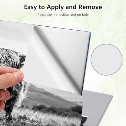 Laptop Skin Sticker Decal, Universal Reusable Vinyl Laptop Cover for 12" 13" 13.3" 14" 15" 15.4" 15.6" Notebook PC, Reusable Waterproof Scratch-Resistant with 2 Wrist Pads,Black White Highland Cow - color: Black White Highland Cow