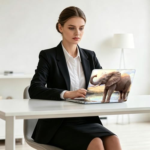 Universal Laptop Skin Decal, 3-Piece Vinyl Protector for 12 13 14 15.6" Notebook, Waterproof Anti-Scratch, Easy Trim & Bubble-Free Finish, Elephant Standing in Water - color: Elephant Standing in Water
