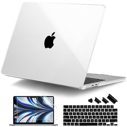 DONGKE Compatible with MacBook Air 13 inch Case M5 M4 M3 M2 2026 2025 2024-2022 A3449 A3240 A3113 A2681, Plastic Hard Shell & Keyboard Cover for MacBook Air 13.6 inch, Crystal Clear - color: Crystal Clear