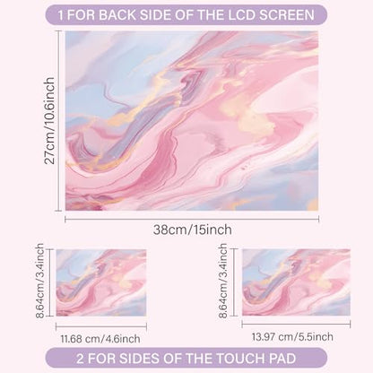 CREATCABIN Pink Marble Laptop Skin Sticker Decal Netbook Skin Sticker Notebook Art Decal 12" 13" 13.3" 14" 15" 15.4" 15.6 Inch Laptop Protector Cover Waterproof Scratchproof Removable Easy to Apply - style: Pink marble
