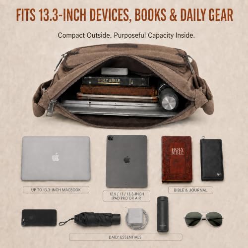 Rfid Crossbody Messenger Bag with Water Bottle Holders, 13 inch Laptop Shoulder Bag, Sling Satchel Purse w/Built-in Wallet - color: Brown