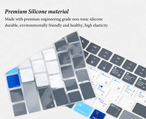 Keyboard Cover with MAC OS Shortcut Hot Keys for Apple MacBook Neo 13 / Pro 14 inch A3426 A3427 A3434 A3112 A3401 A3185/ Pro 16 A3428 A3429 A3403 M5 M4 M3 M2,MacBook Air 13.6" 15.3" Skin-Blue&White - size: MacBook Pro 14"/Pro 16" (2021+)