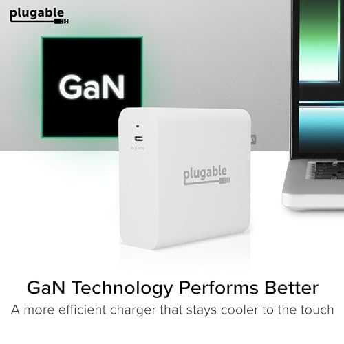 Plugable 140W USB C Charger, GaN Wall Charger for Laptop, PD 3.1 (EPR) Power Adapter, Compatible with MacBook Pro, MacBook Air iPad Pro, Surface and USB-C Devices