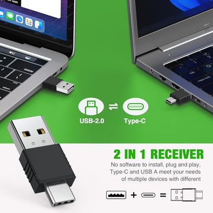 USB C Rechargeable Presentation Clicker with Green Light, Remote Clicker for Presentations Wireless Presenter Slide Changer PPT Advancer with Volume Control for Laptop Computer