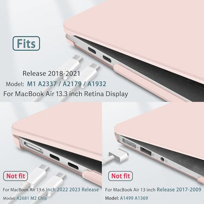May Chen Compatible with MacBook Air 13 inch Case 2021 2020 2019 2018 Model: M1 A2337 A2179 A1932, Plastic Matte Hard Shell Case for MacBook Air 13 inch with Retina Display Fits Touch ID, Chalk Pink - color: Chalk Pink