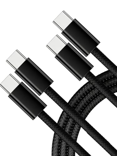 [6.6 ft, 2-Pack] 240W Type C USB C to C Cable for iPhone 17 Charger Fast Charging Nylon Braided Cable E-Marker Charger Cord [Black]