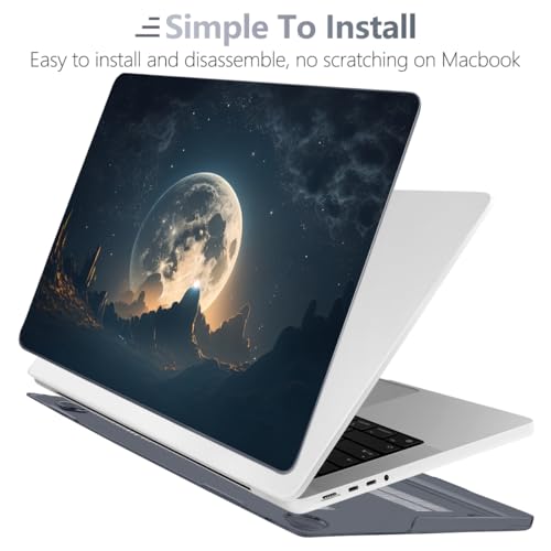Batianda for MacBook Pro 16 Inch Case 2026-2021 Release M5 M4 M3 M2 M1 Pro/Max, 1.2mm Slim Creative Graphic Hard Shell Cover with Keyboard Cover, Screen Protector 4-in-1 Bundle, Moon in Sky - color: Moon in sky