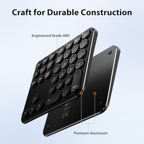 iClever Bluetooth Number Pad, Multi-Device Wireless Numeric Keypad, USB-C Rechargeable, 35 Keys Portable Numpad for Data Entry, Financial Accounting, Compatible with Laptop, Mac, iMac, Tablet, PC
