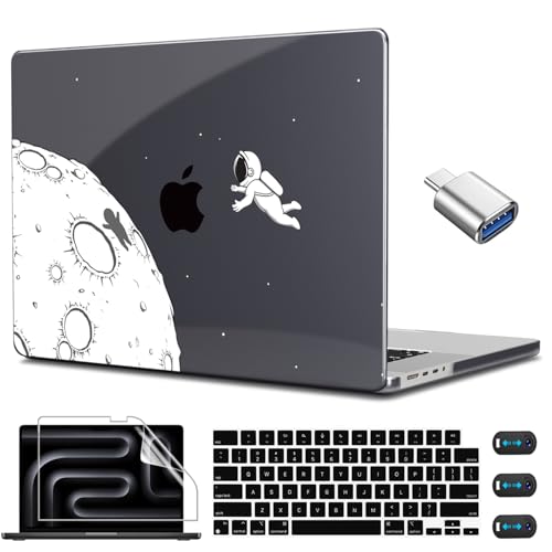 CISSOOK Compatible with MacBook Pro 14 inch Case M5 M4 M3 M2 M1 2026-2021 | A3434 A3427 A3426 A3112 A3185 A3401 A2918 A2992 A2779 A2442, 5in1 Set Anti-Scratch Hard Shell Case Keyboard Cover, Astronaut - color: 14inch-Astronaut