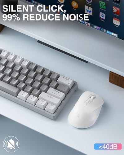 SOLAKAKA SM66 White Silent Wireless Mouse, Dual Mode(BT/2.4G) Computer Mouse for Laptop/PC/Mac - color: white