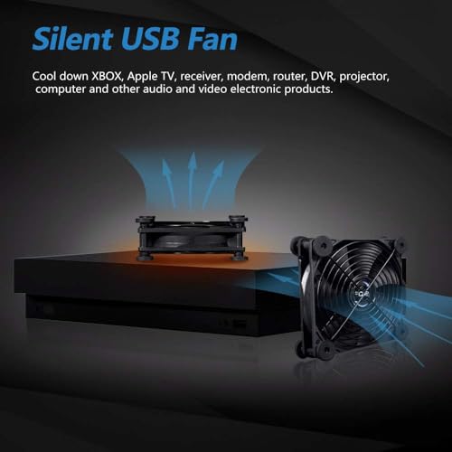 USB Dual 120mm Control Fan, 5V Portable Cooling Fan for Flat-Screen TV Receiver Router DVR PlayStation Xbox Computer Cabinet Cooler - size: USB 120mm fan+USB 5V adapter