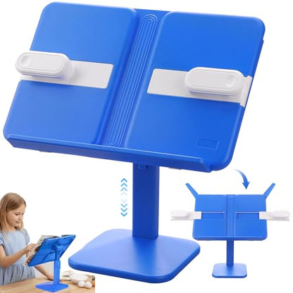 Adjustable Foldable Tablet Stand, Lightweight Multi-Functional Desk Holder for iPad, Laptop, Cookbook, Textbook & Magazine (Blue) - color: Blue