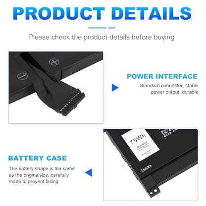 8N0T7 TMFYT Laptop Battery for Dell XPS 15 9575 2-in-1 Precision 5530 2-in-1 Series P73F001 15-9575-D1805TS D1605TS D2801TS D2605TS i5-8305G i7-8705G 2-in-1 Notebook 08N0T7 0TMFYT P73F D69V4 451-BCJG - size: 12.01*3.46*0.31inch 8N0T7