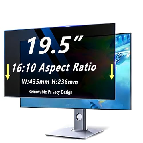 19.5 Inch computer privacy screen for 16:10 Monitor, Removable Anti-Glare Blue Light Filter & Anti-Scratch Protector Film, Privacy Shield for HP Dell Asus Acer Samsung Desktop Monitors (19.5" (16:10, 17.1×9.3 in)) - size: 19.5" (16:10, 17.1×9.3 in)