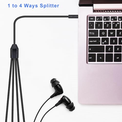 3.5mm Headphone Splitter 1 to 4-Ways 3.5mm (1/8") TRRS 4-Pole Gold Plated Male to 4-Female Stereo Jack Splitter Audio Cable for Headphone and Microphones(50cm/20in) - style: 4 Ways